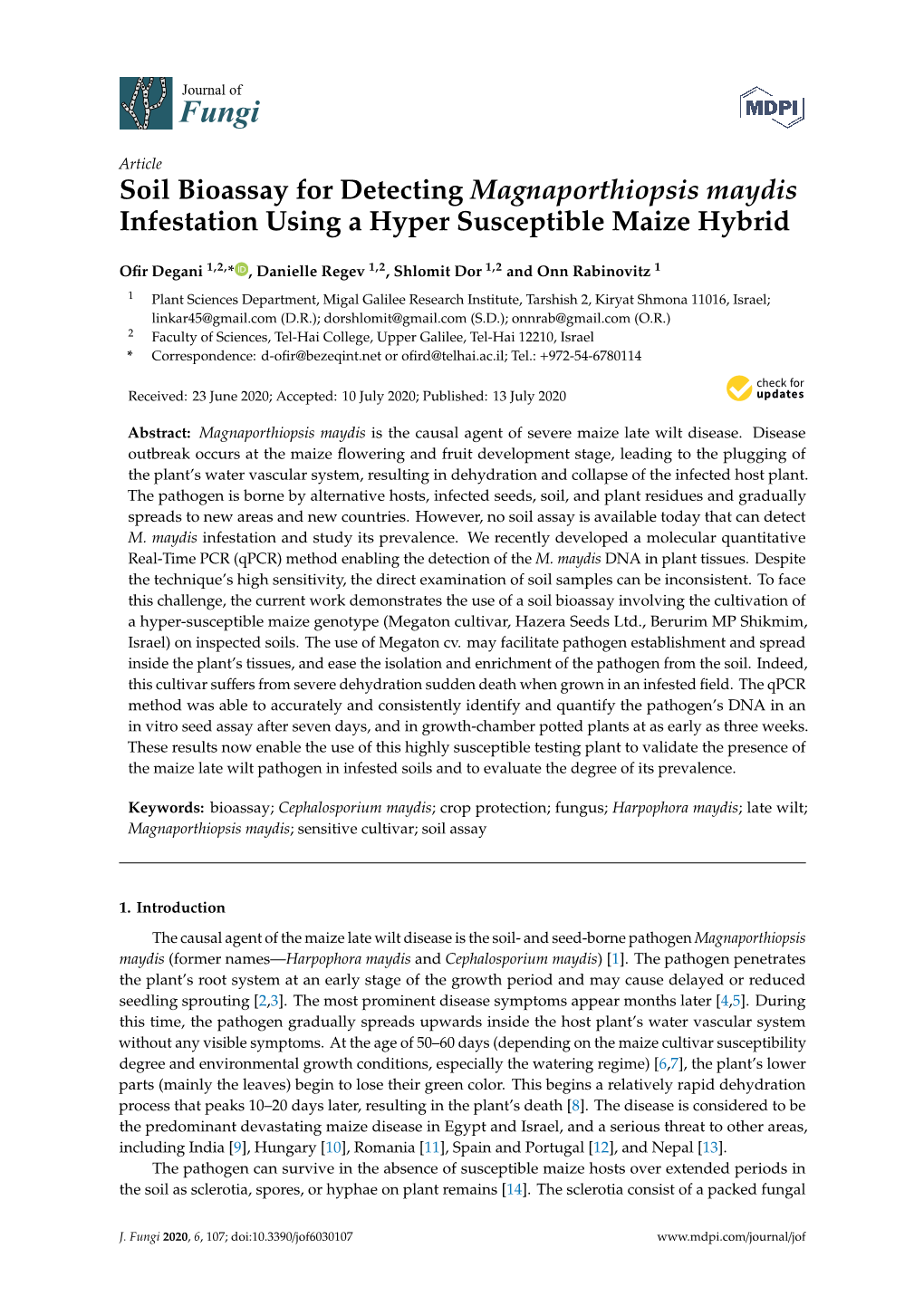 Soil Bioassay for Detecting Magnaporthiopsis Maydis Infestation Using a Hyper Susceptible Maize Hybrid