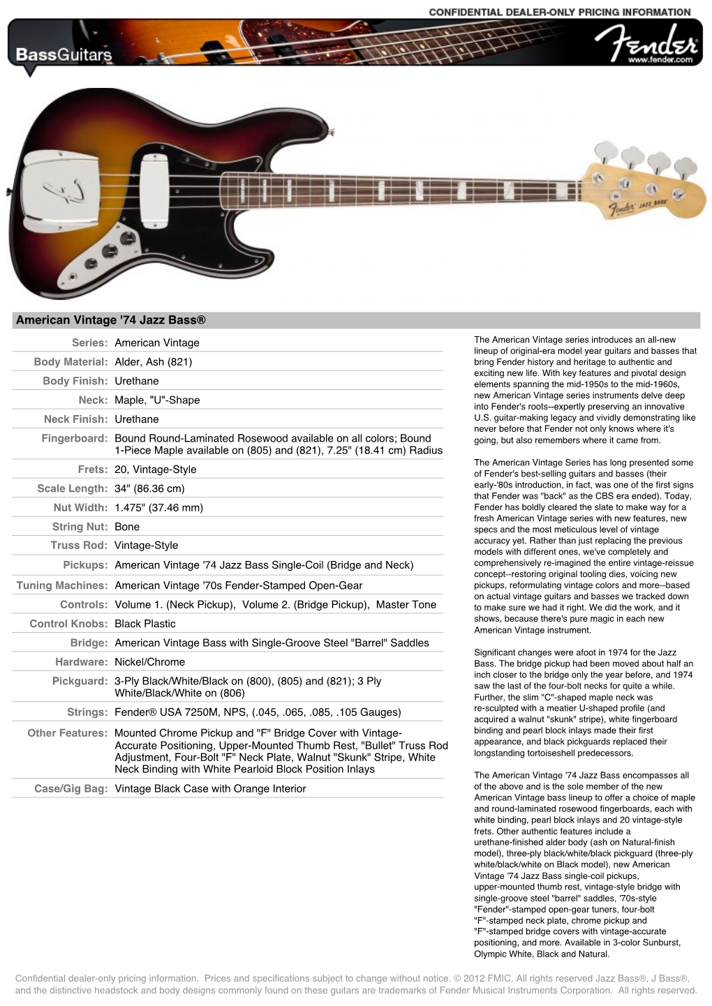 American Vintage '74 Jazz Bass®