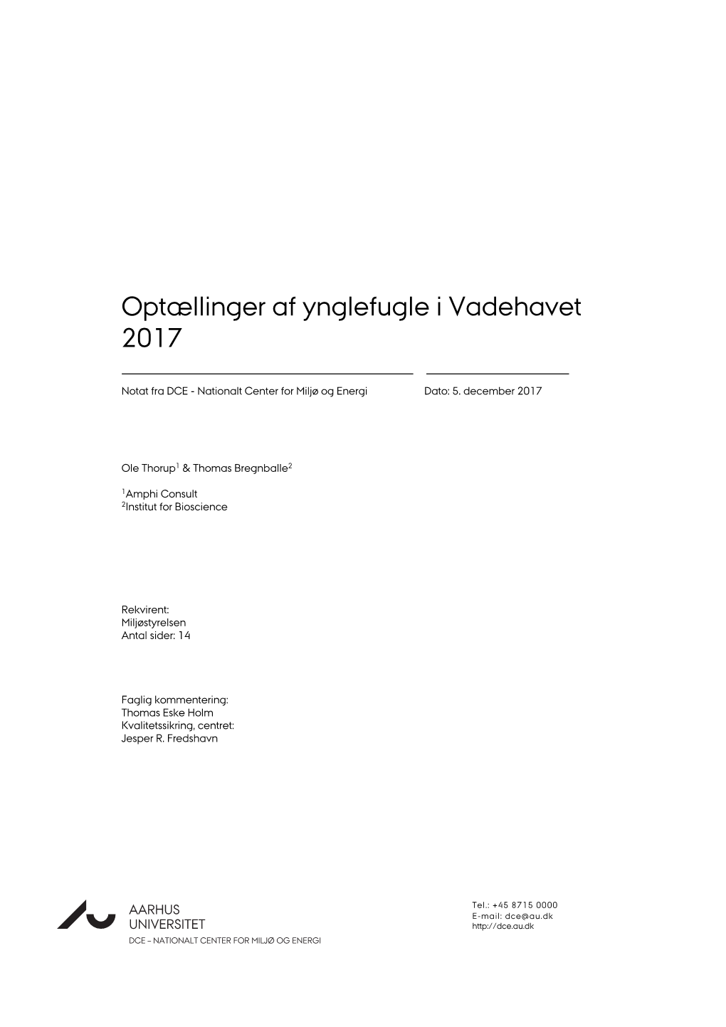 Optællinger Af Ynglefugle I Vadehavet 2017