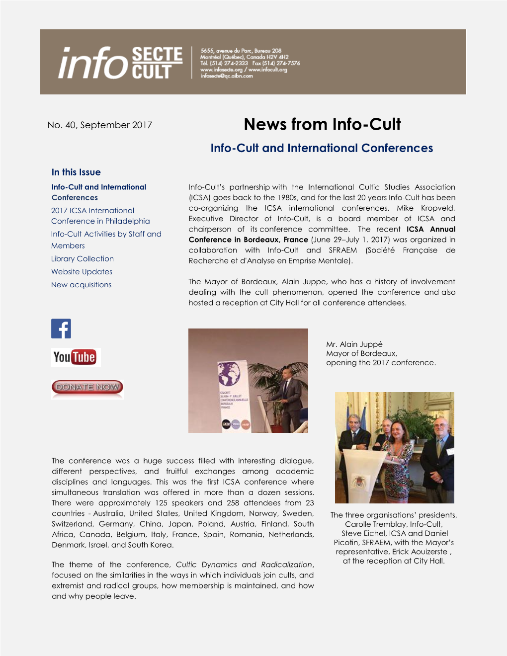 News from Info-Cult 12