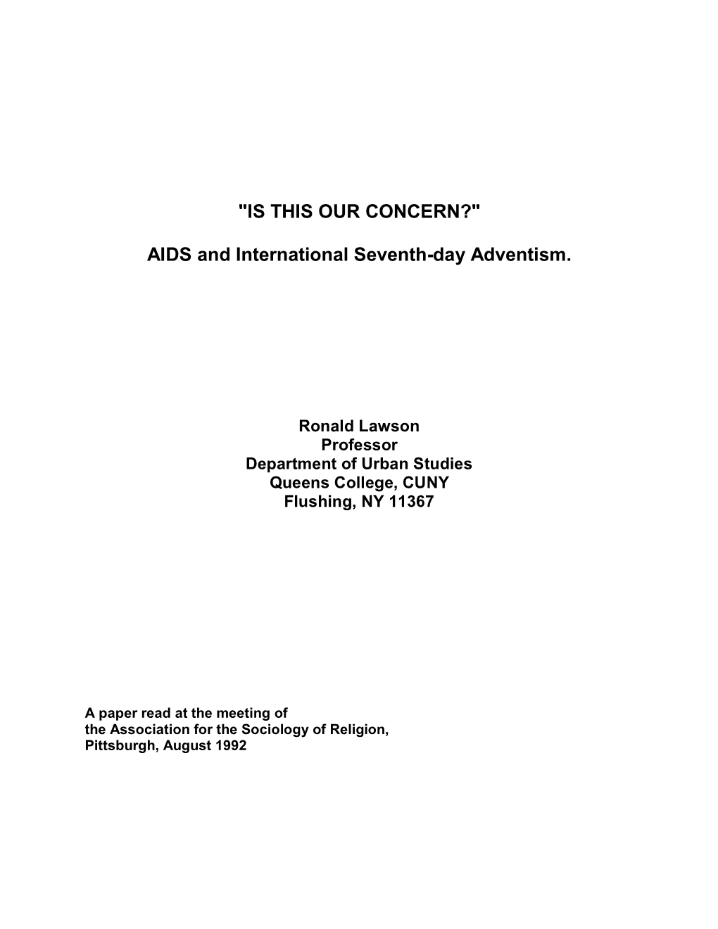 AIDS and International Seventh-Day Adventism