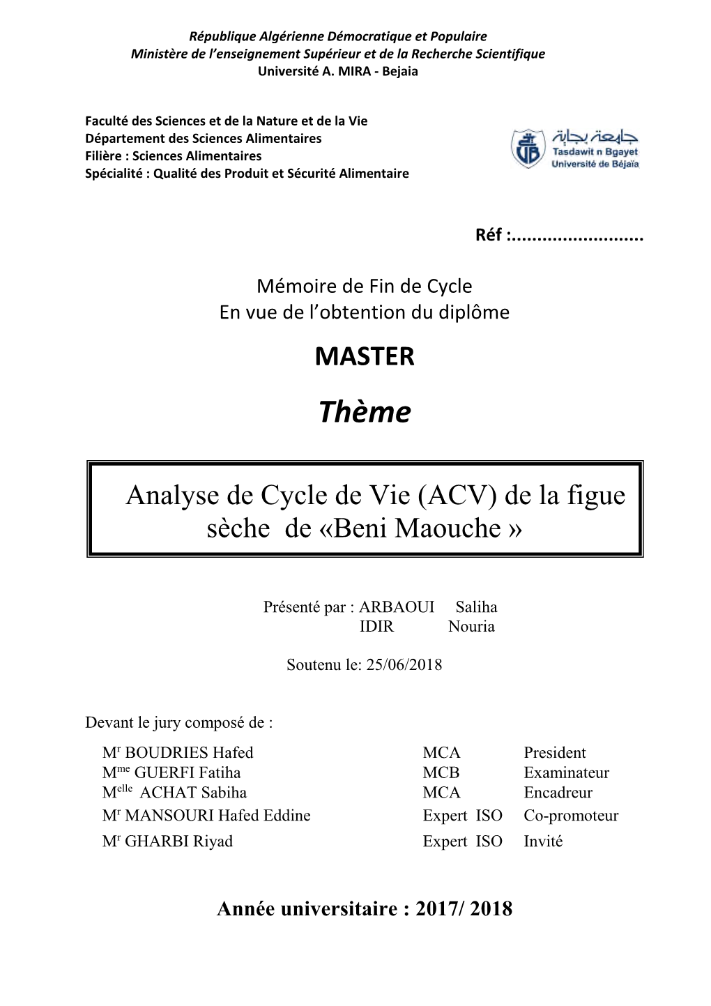 Analyse De Cycle De Vie De La Figue Sèche De Beni Maouche.Pdf