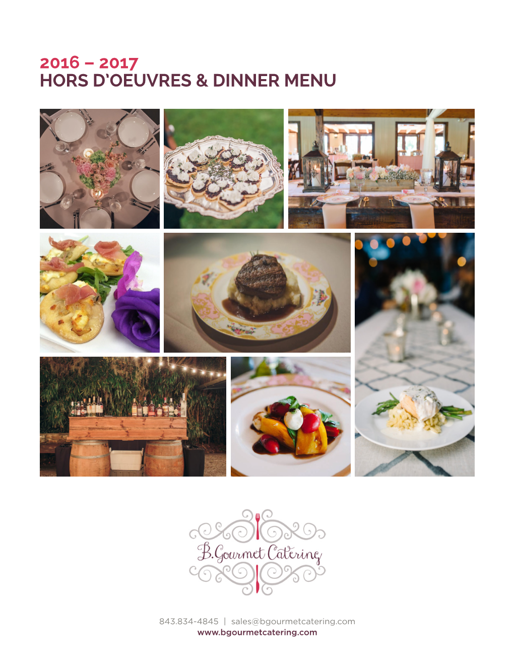 2016 – 2017 Hors D'oeuvres & Dinner Menu