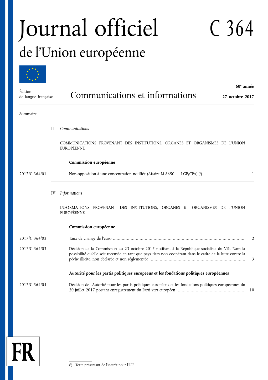 Journal Officiel C 364 De L'union Européenne