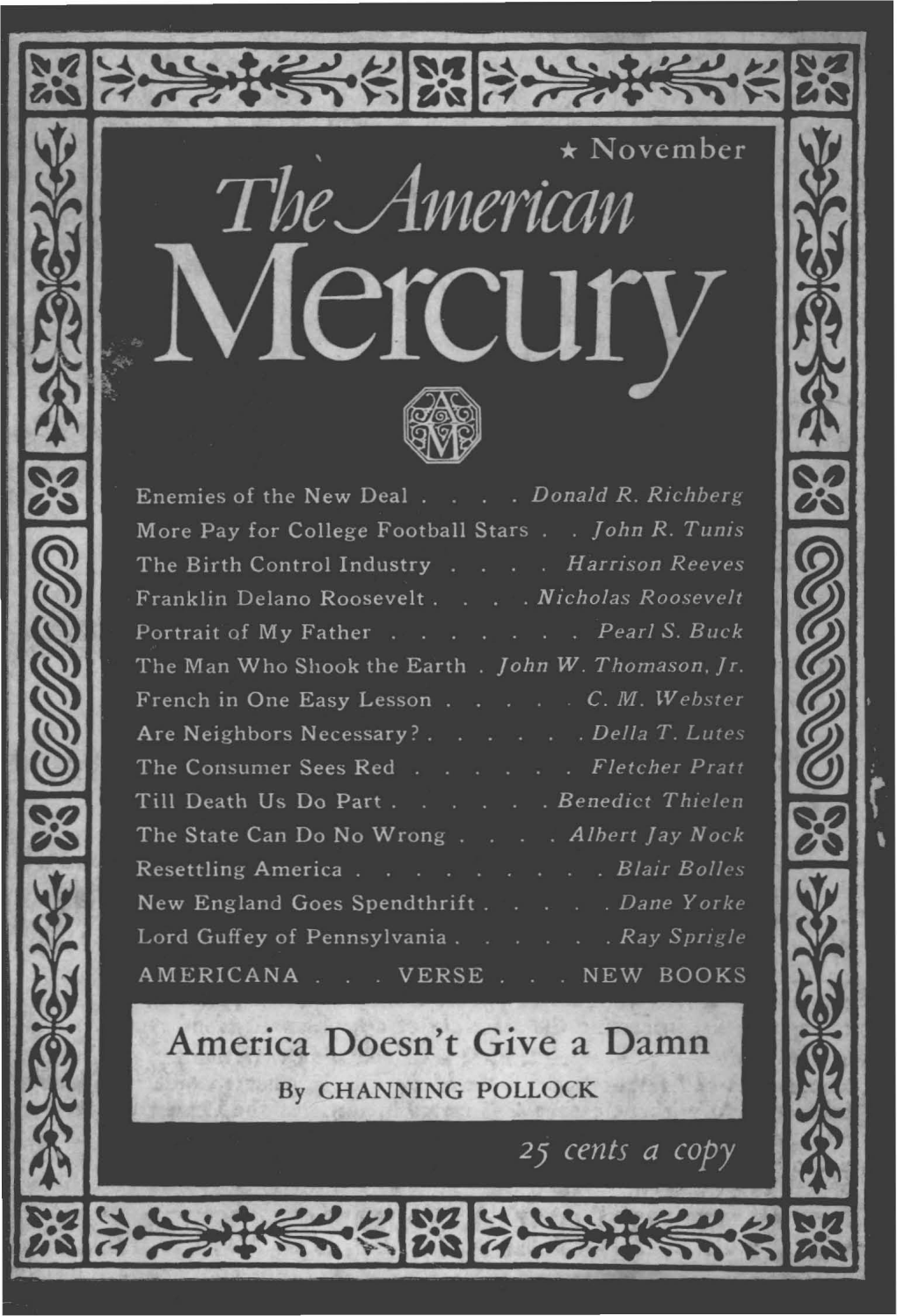 THE AMERICAN MERCURY ~~~~.~~~~.~~~~+~~~~+~~~~+~~~~~~~~+~~~~ ~ ~ ~ V~I~I1ce TABLE of CONTENTS N~~ER ~