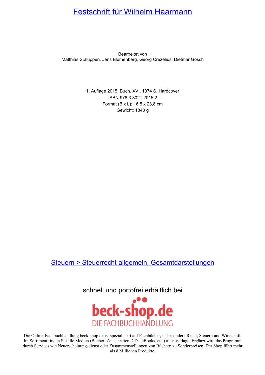 Festschrift Für Wilhelm Haarmann