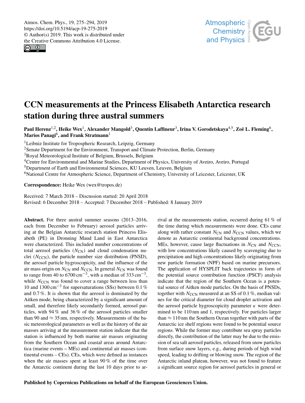 CCN Measurements at the Princess Elisabeth Antarctica Research Station During Three Austral Summers