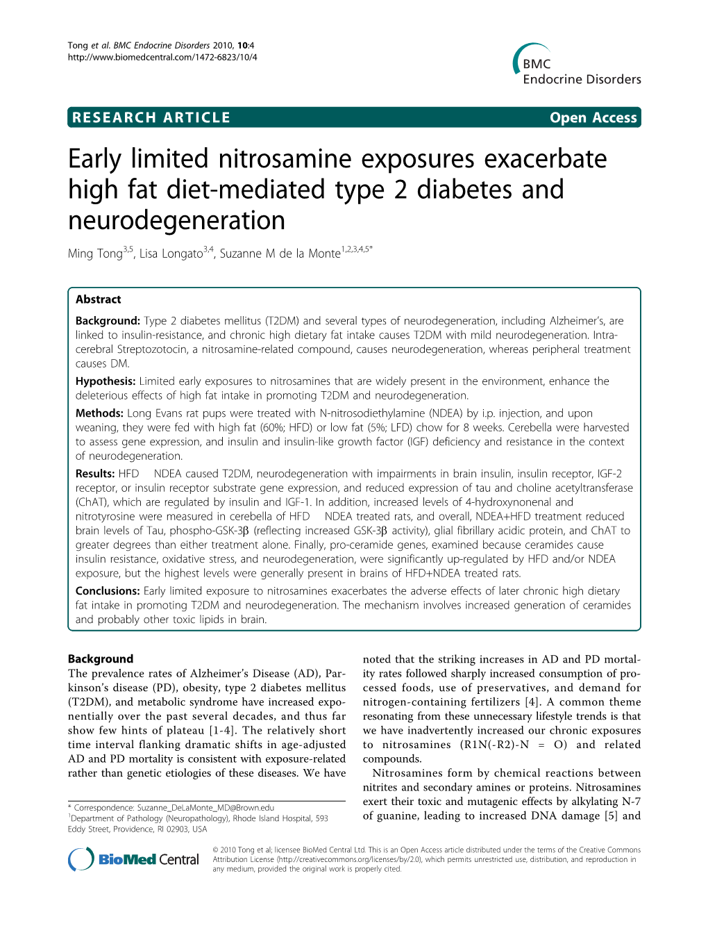 Early Limited Nitrosamine Exposures Exacerbate High Fat Diet-Mediated