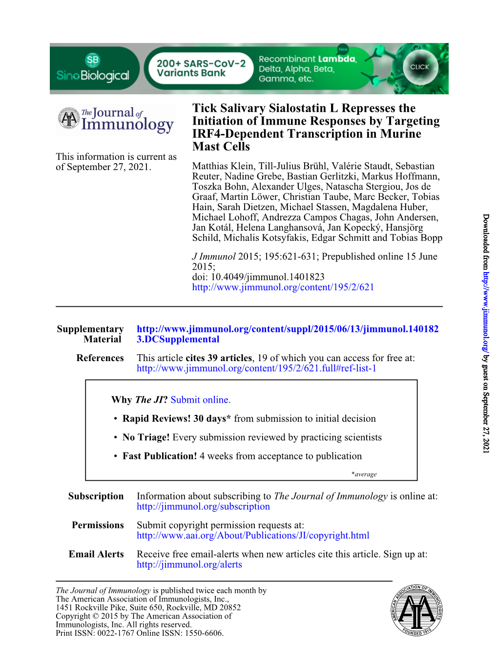 Mast Cells IRF4-Dependent Transcription in Murine Targeting