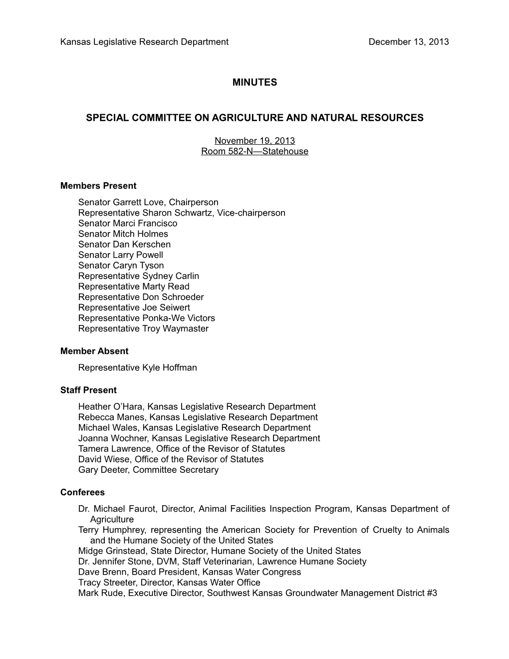 Special Committee on Ag and Natural Resources