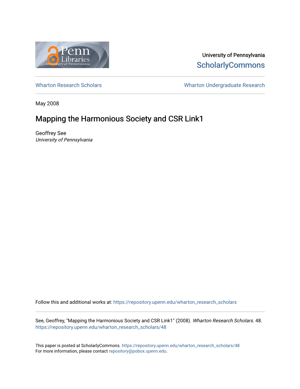 Mapping the Harmonious Society and CSR Link1