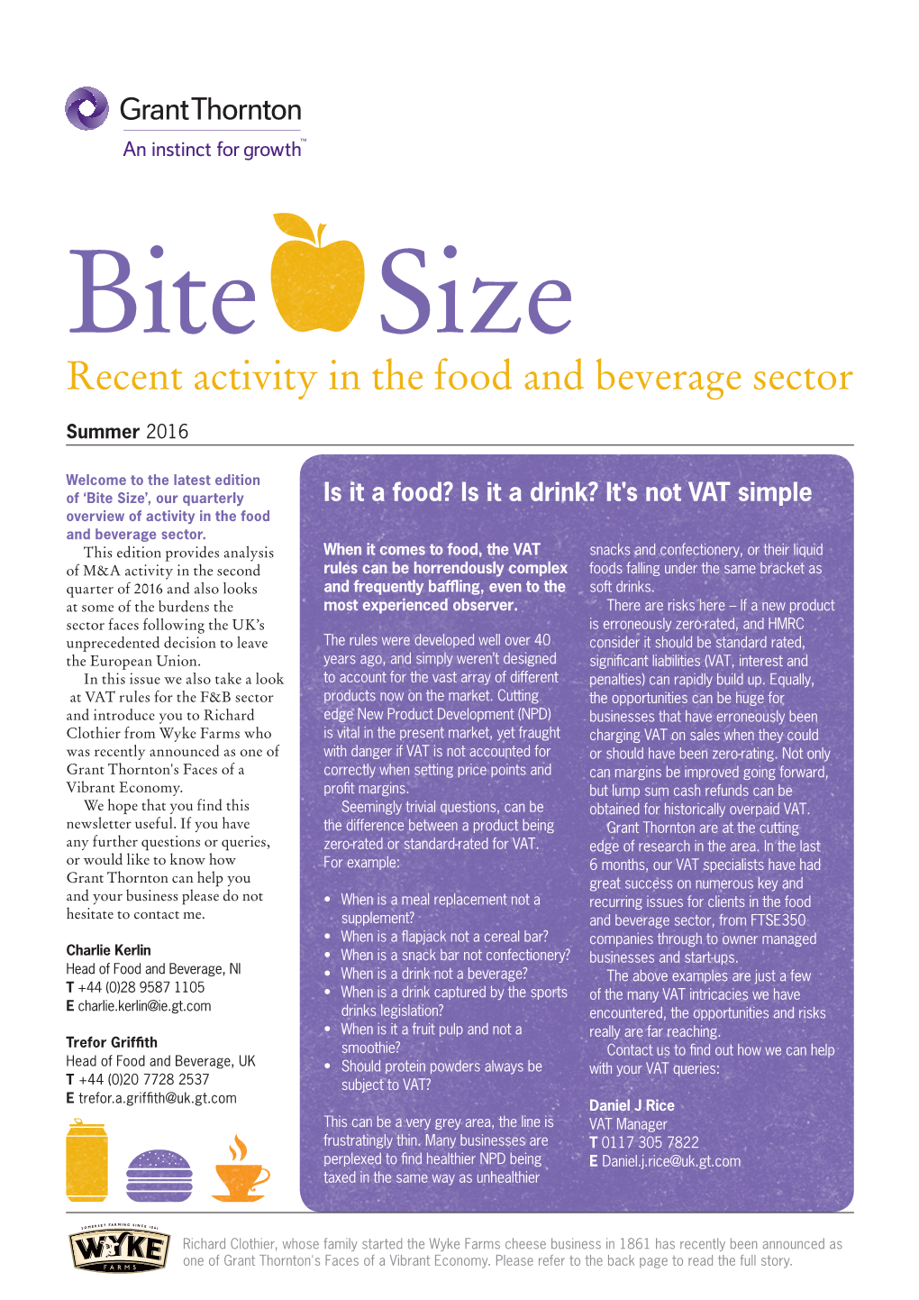 Recent Activity in the Food and Beverage Sector