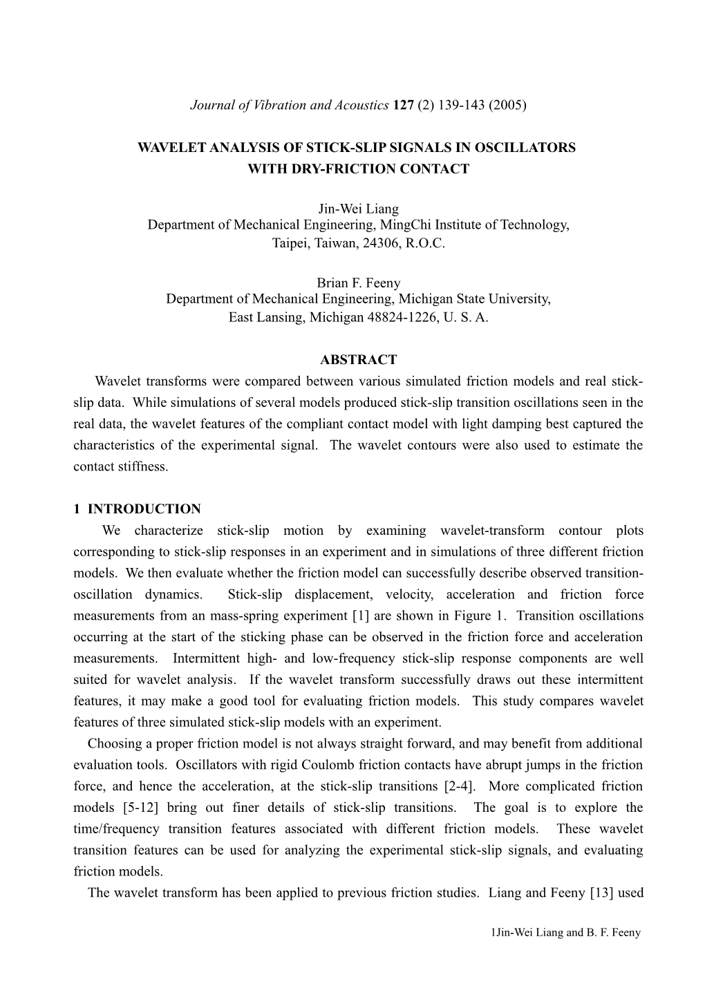 Wavelet Analysis of Stick-Slip Signals in Oscillators