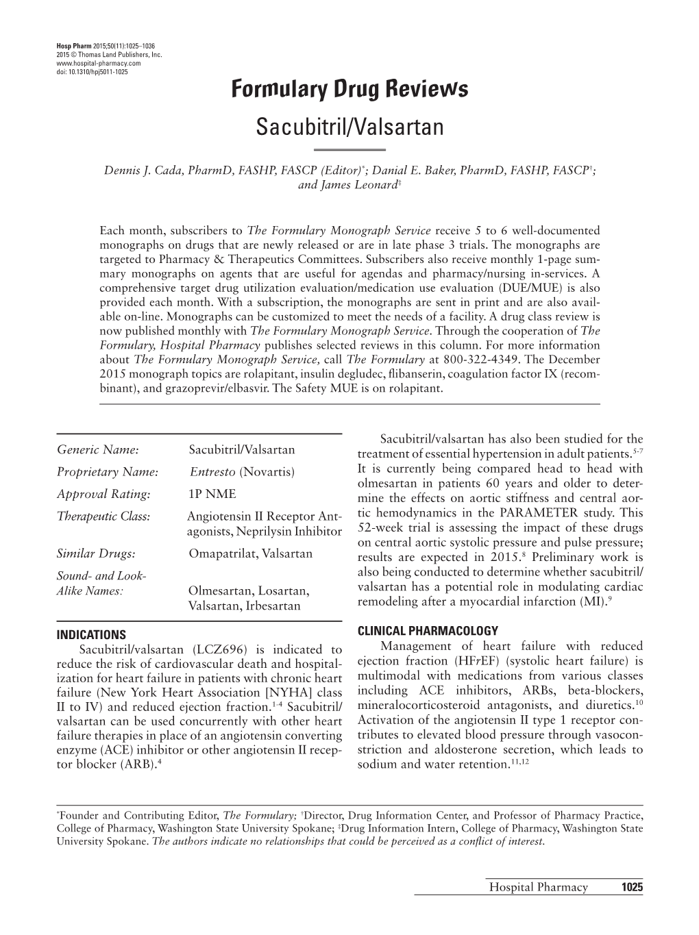 Formulary Drug Reviews Sacubitril/Valsartan