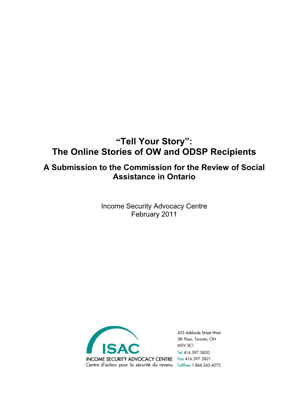 The Online Stories of OW and ODSP Recipients