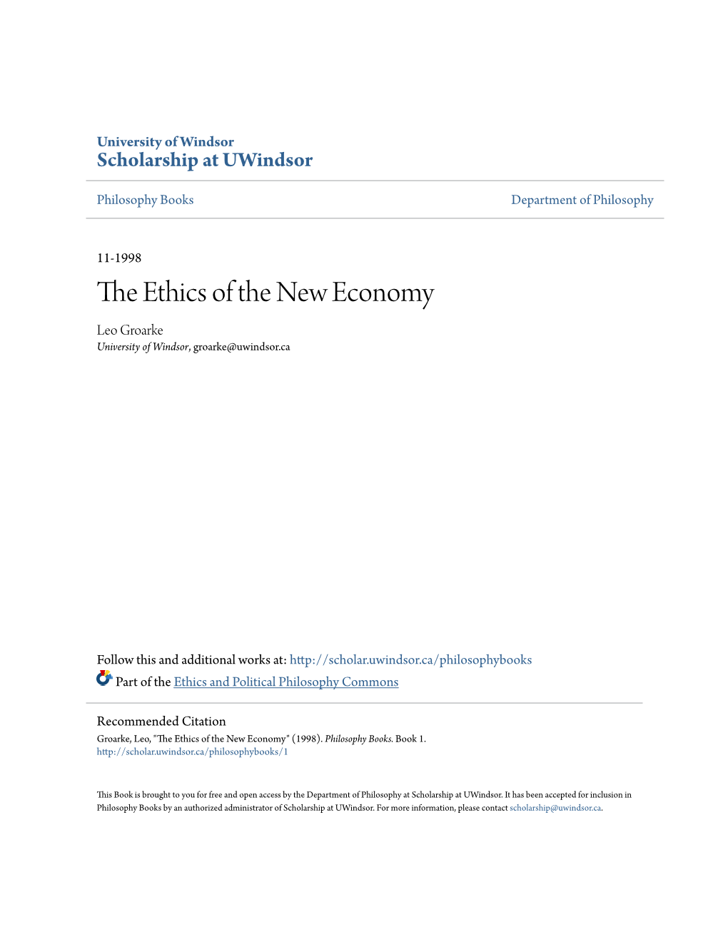 The Ethics of the New Economy: Restructuring and Beyond 