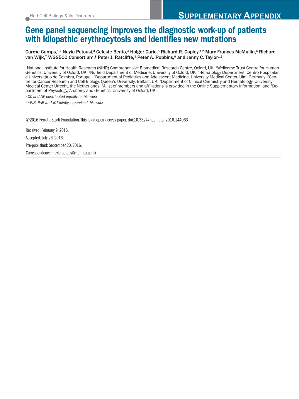 Gene Panel Sequencing Improves the Diagnostic Work-Up of Patients with Idiopathic Erythrocytosis and Identifies New Mutations