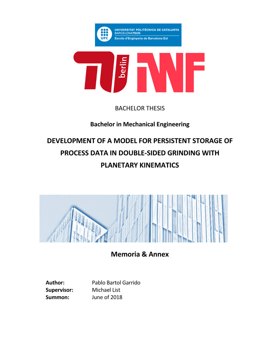 Development of a Model for Persistent Storage of Process Data in Double-Sided Grinding with Planetary Kinematics