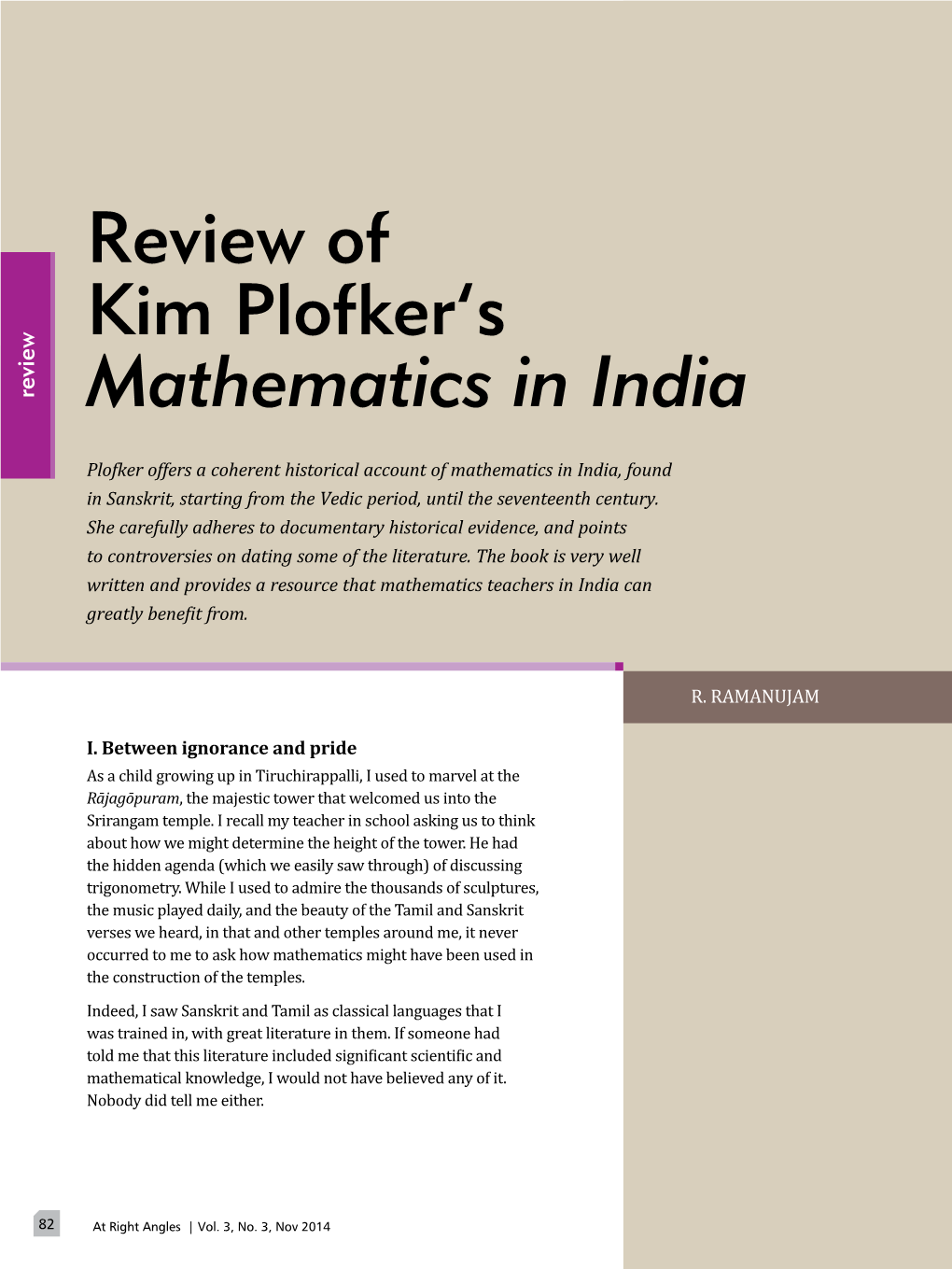 Review of Kim Plofker's Mathematics in India