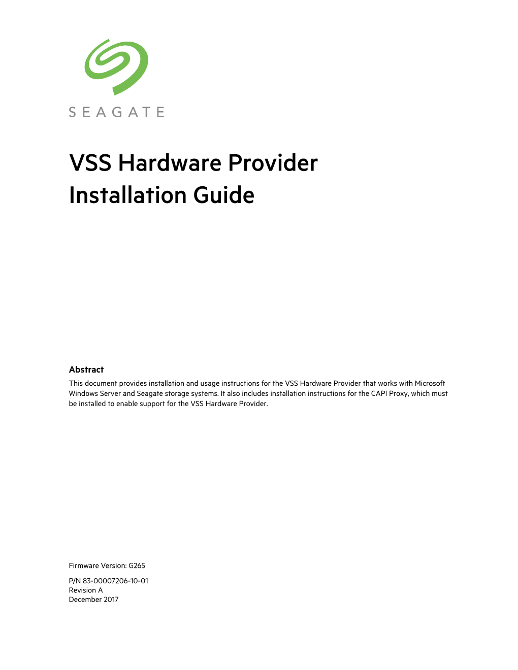 VSS Hardware Provider Installation Guide