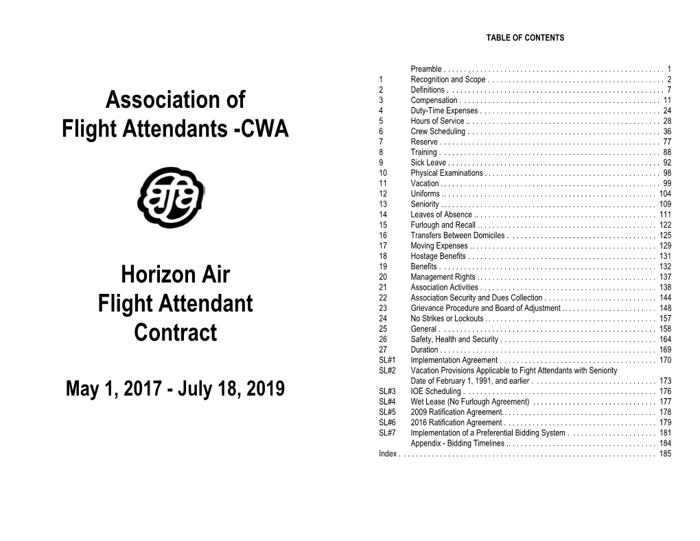 CWA Horizon Air Flight Attendant Contract