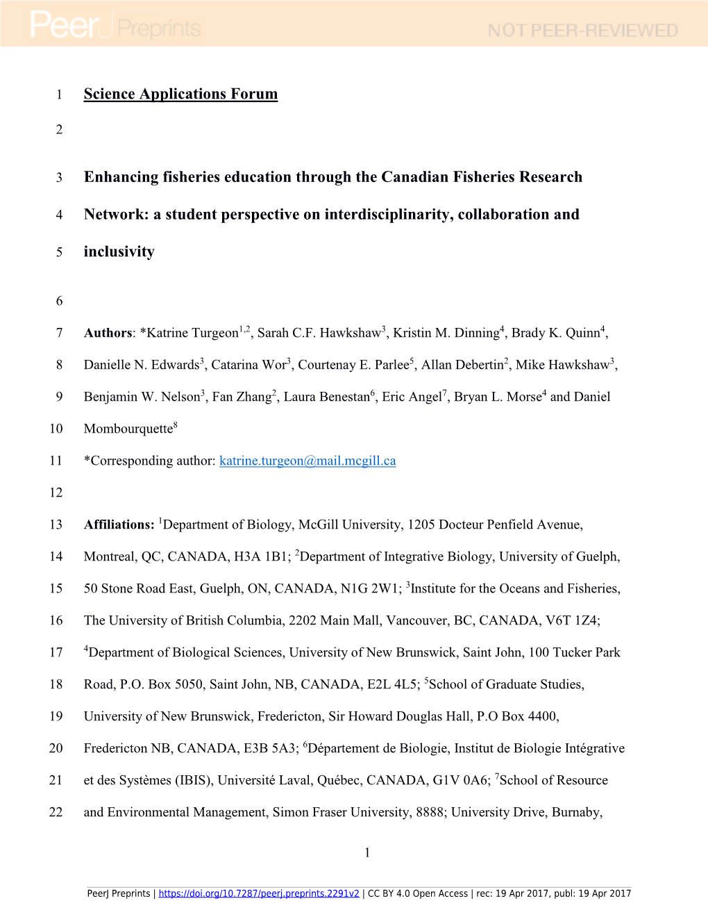 Enhancing Fisheries Education Through the Canadian Fisheries Research Network: a Student Perspective on Interdisciplinarity