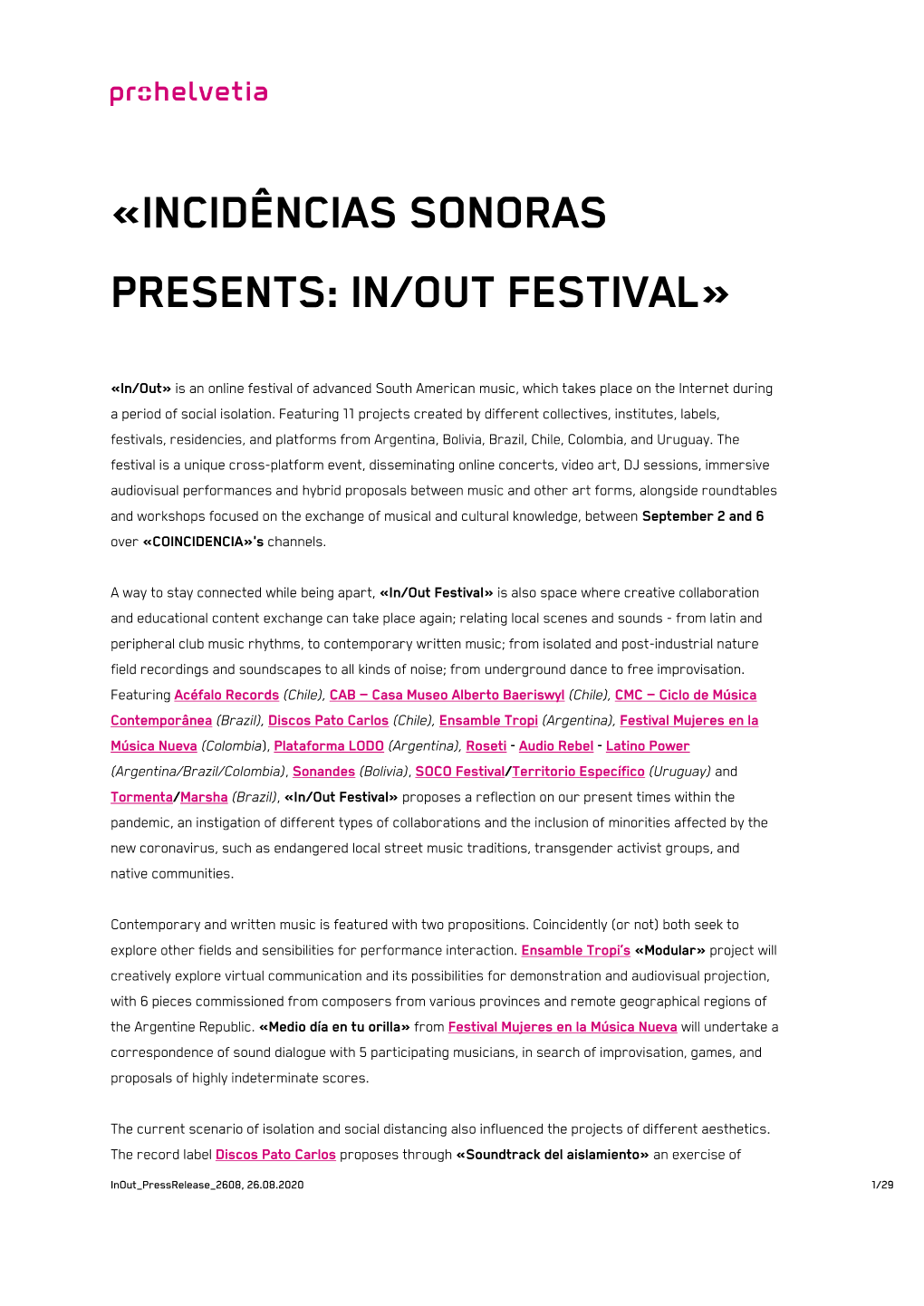 Incidências Sonoras Presents: In/Out Festival»