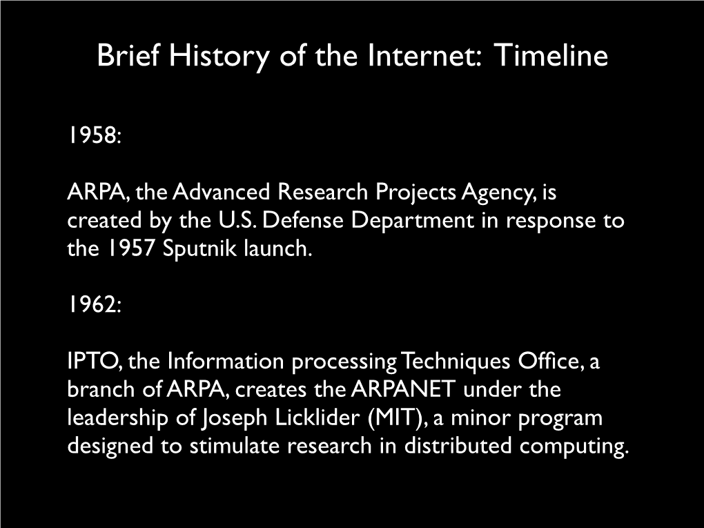 Brief History of the Internet: Timeline