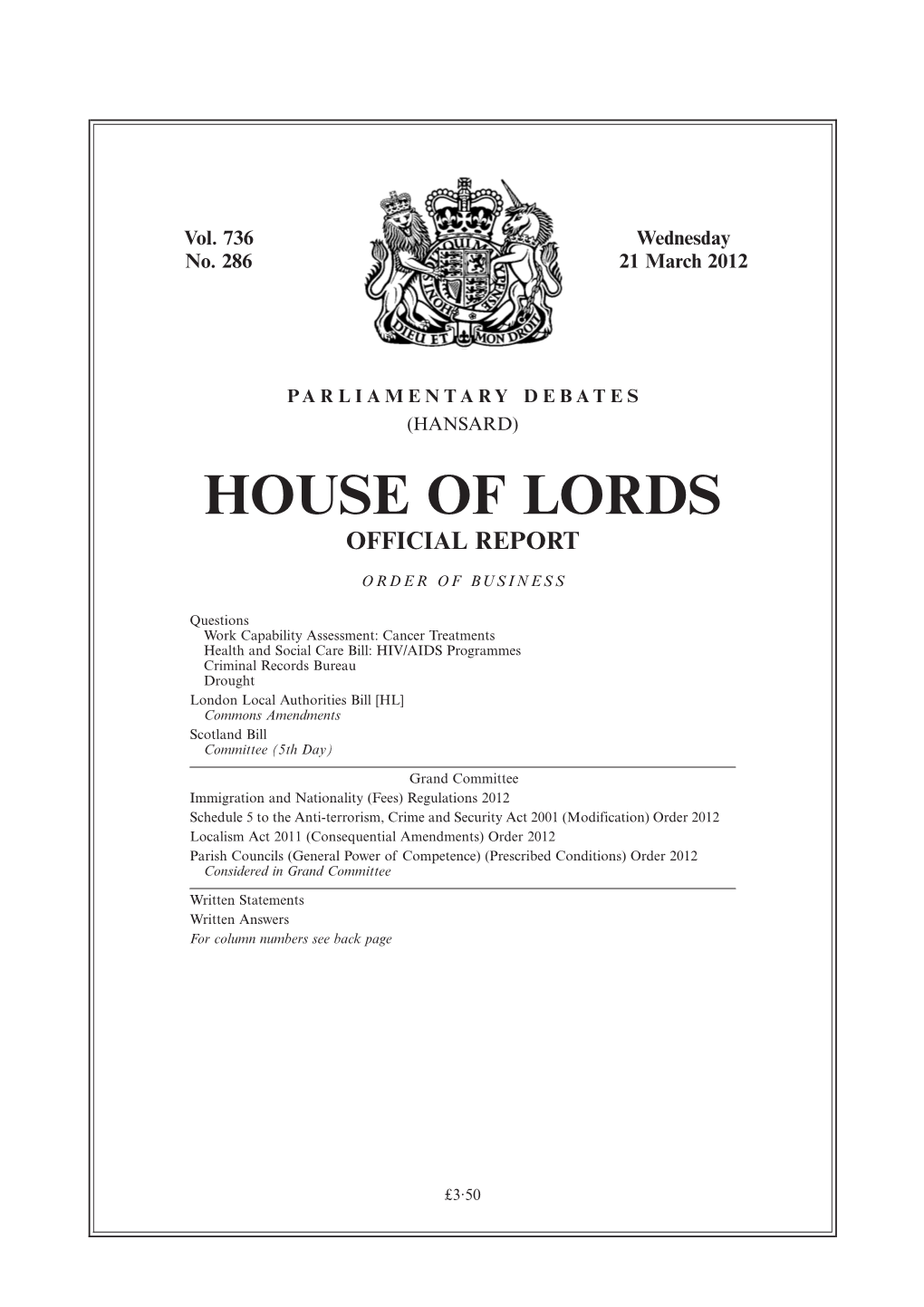 House of Lords Official Report