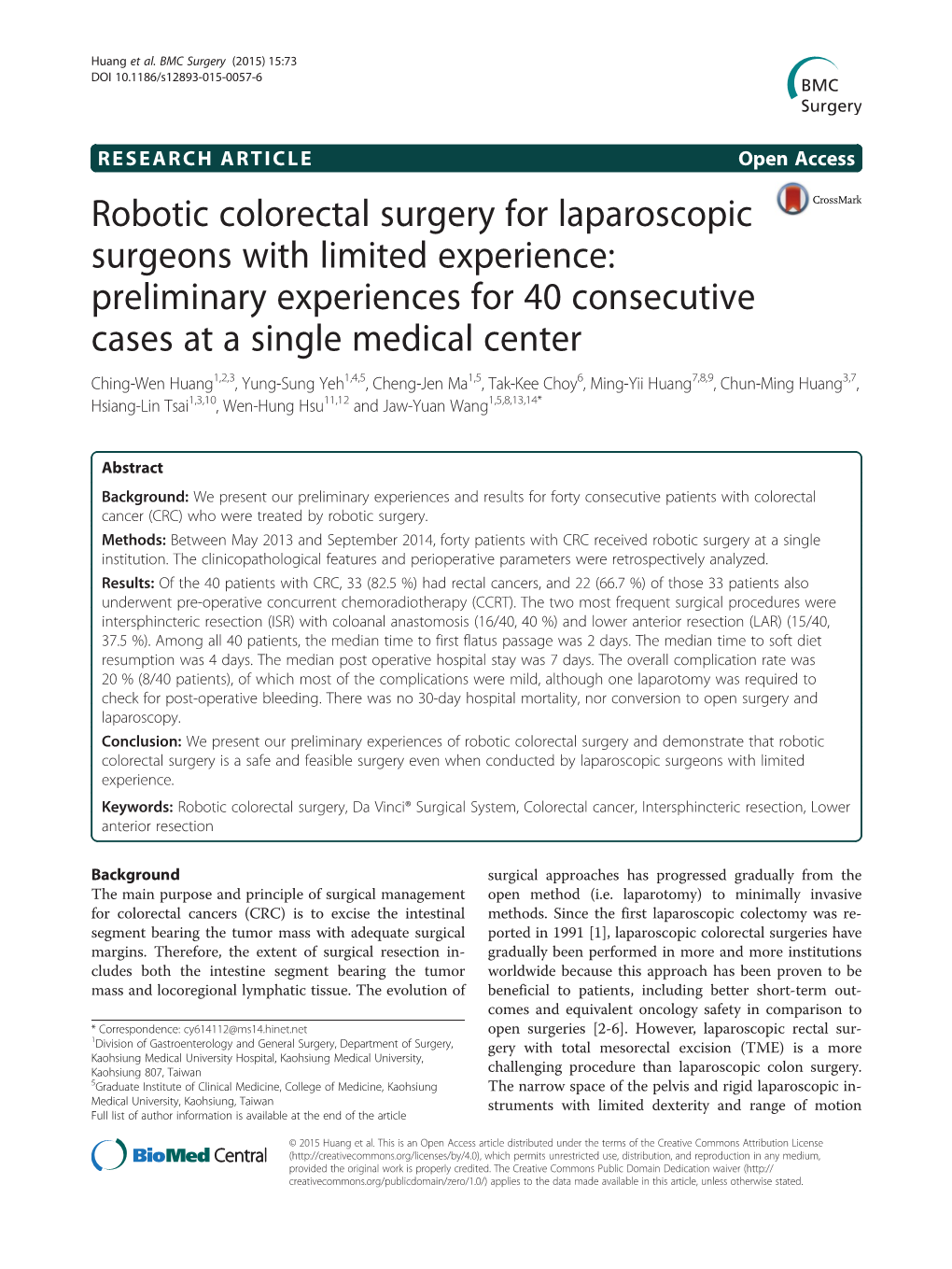 Robotic Colorectal Surgery for Laparoscopic