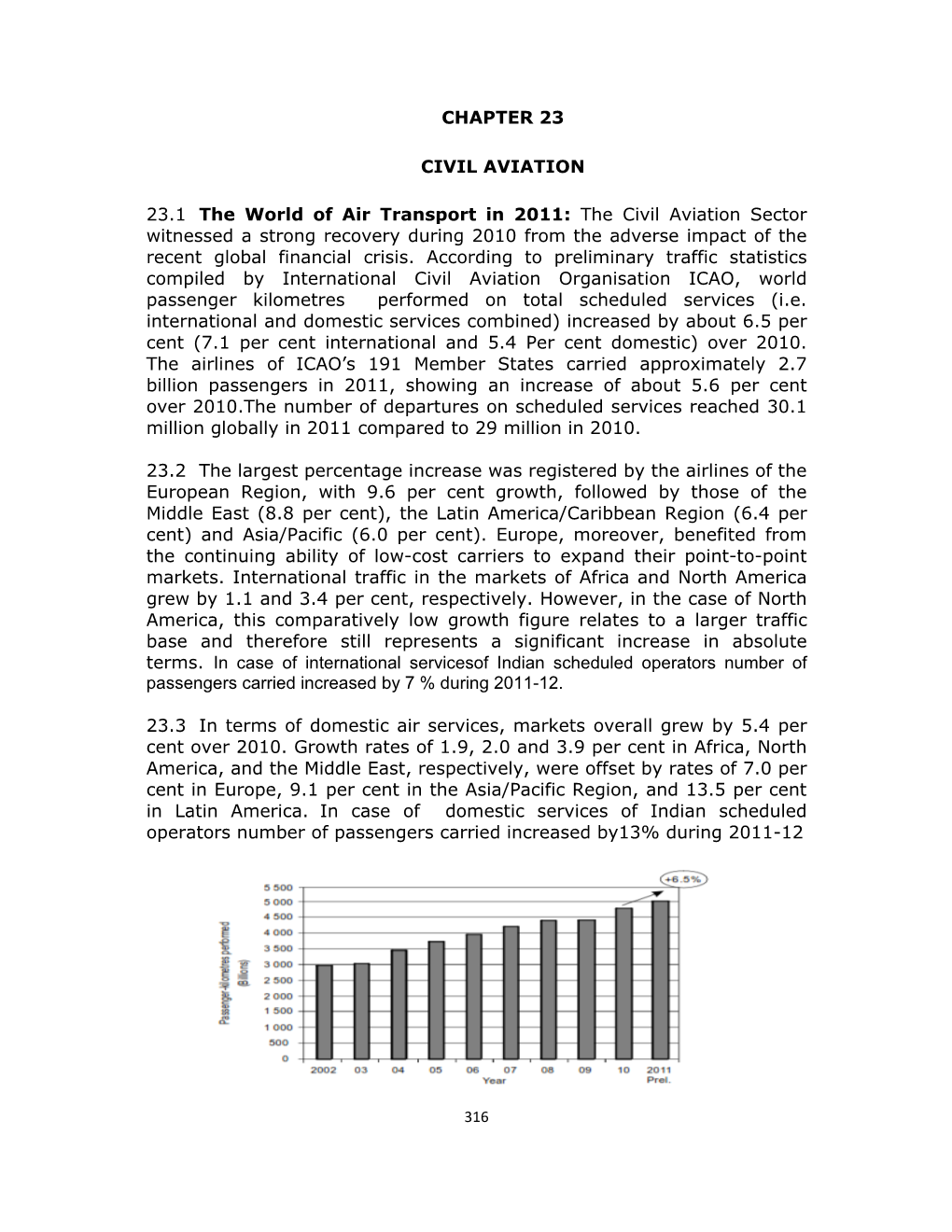 CHAPTER 23 CIVIL AVIATION 23.1 the World of Air Transport in 2011