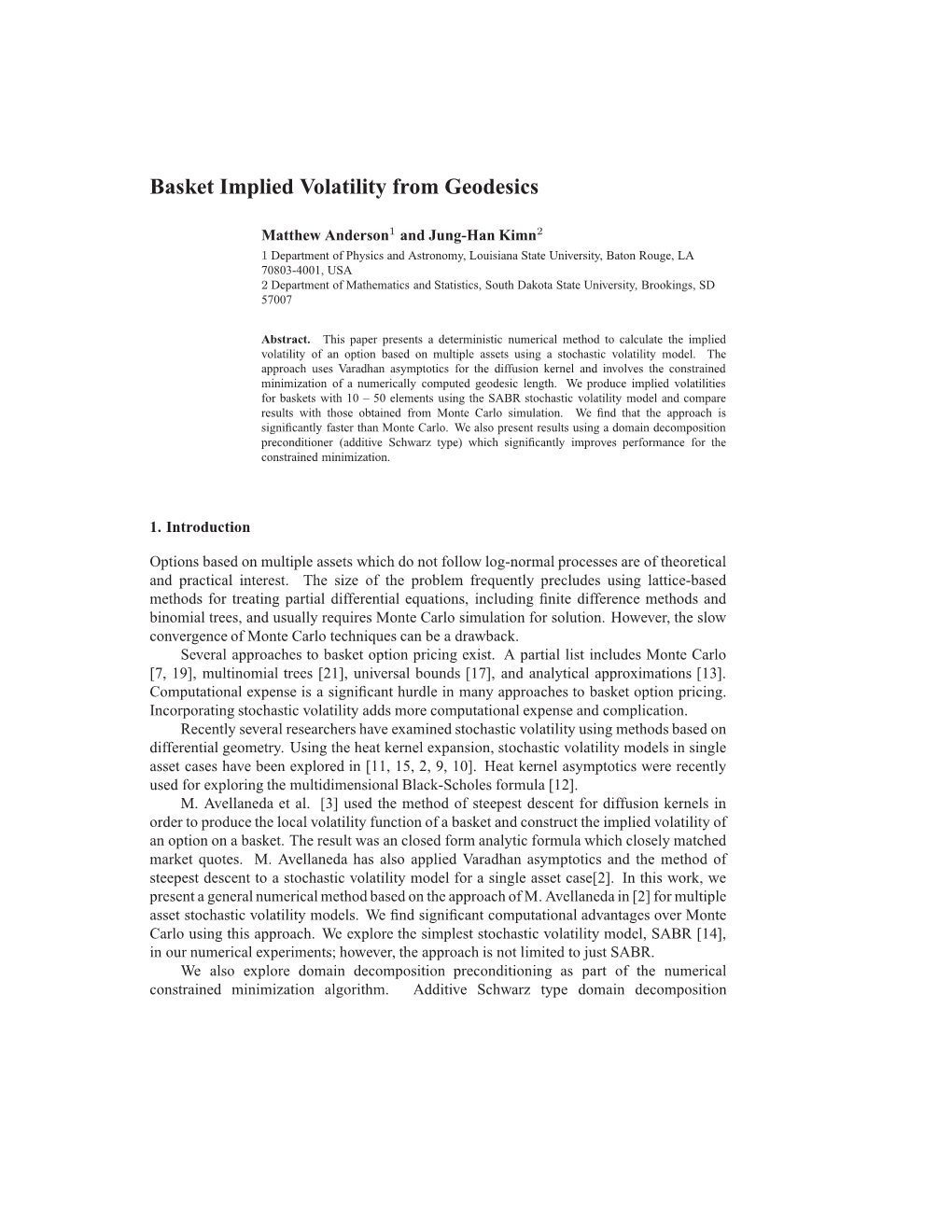 Basket Implied Volatility from Geodesics