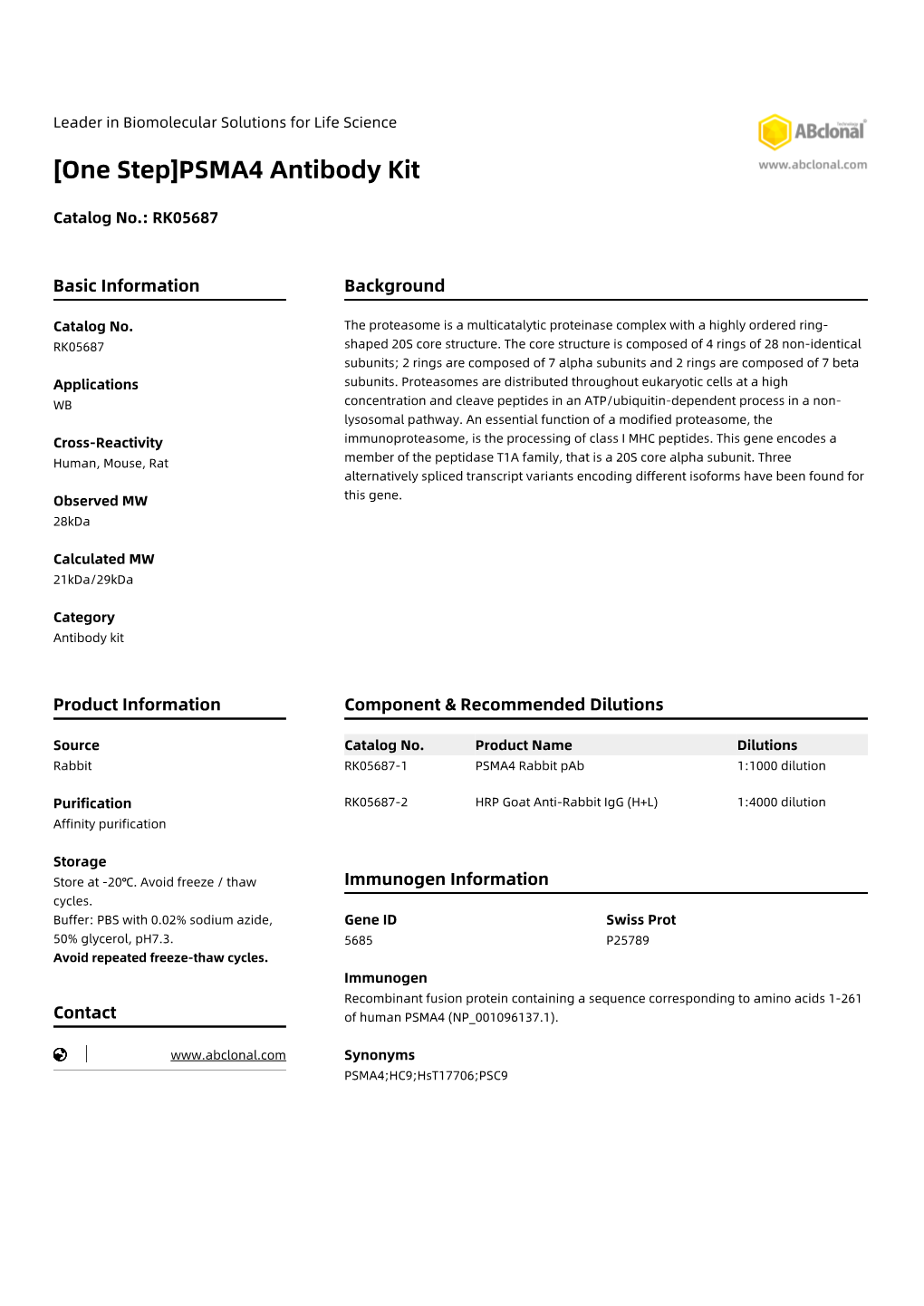 [One Step]PSMA4 Antibody Kit