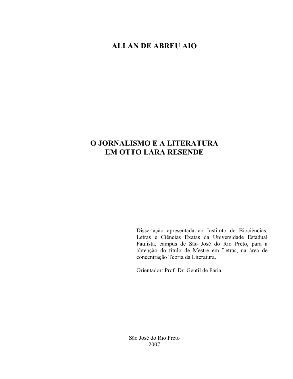 Allan De Abreu Aio O Jornalismo E a Literatura