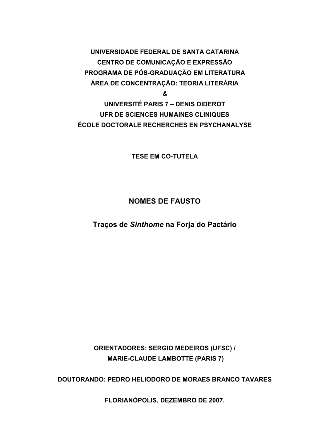 NOMES DE FAUSTO Traços De Sinthome Na Forja Do Pactário