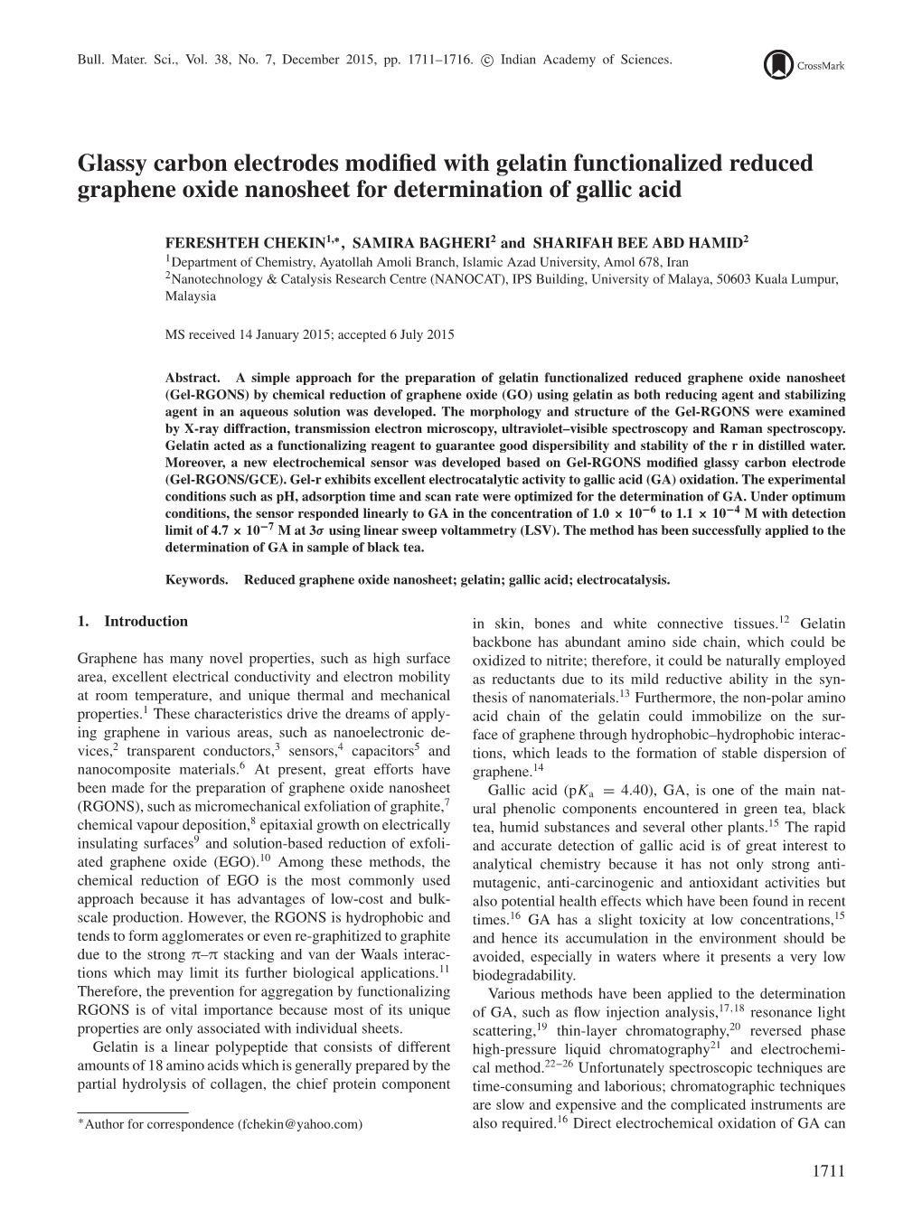 Glassy Carbon Electrodes Modified with Gelatin Functionalized