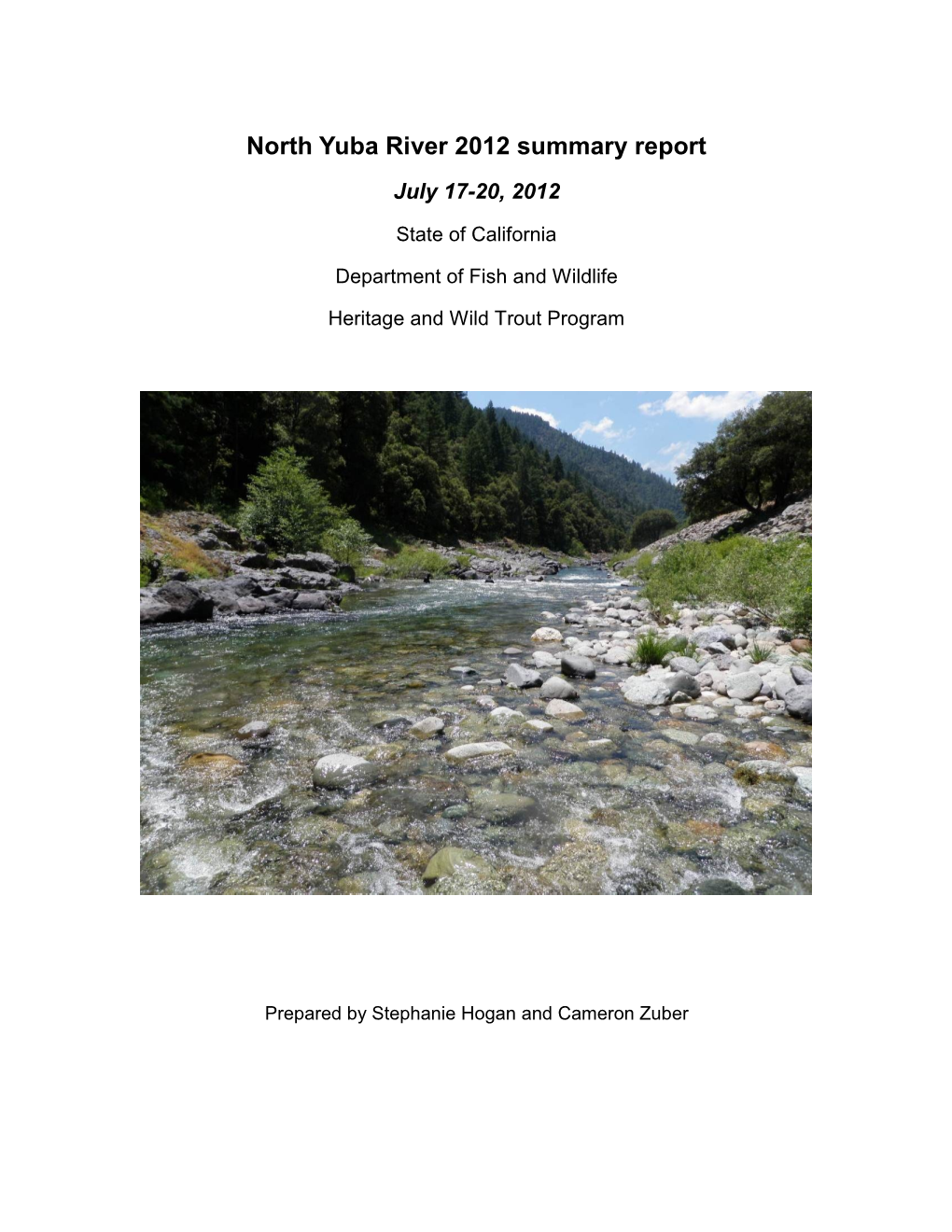North Yuba River 2012 Summary Report