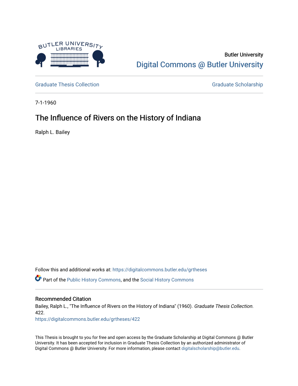 The Influence of Rivers on the History of Indiana