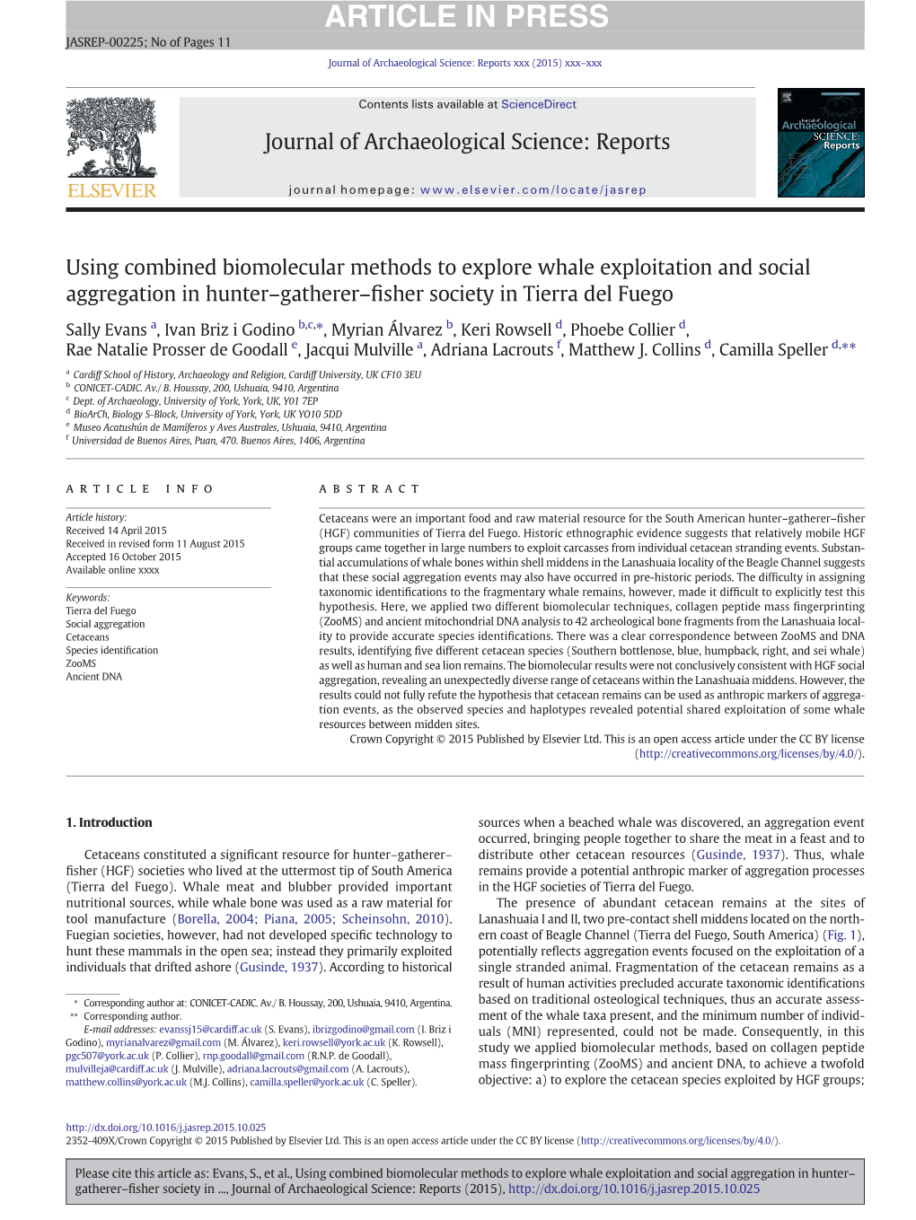Using Combined Biomolecular Methods to Explore Whale Exploitation and Social Aggregation in Hunter–Gatherer–ﬁsher Society in Tierra Del Fuego