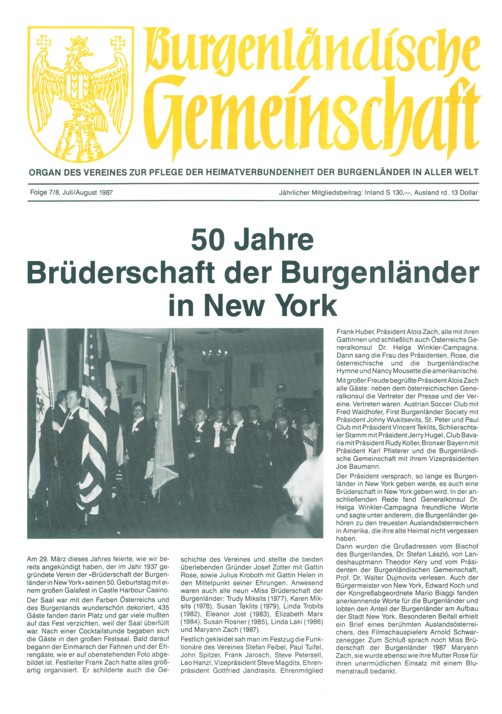 50 Jahre Brüderschaft Der Burgenländer in New York