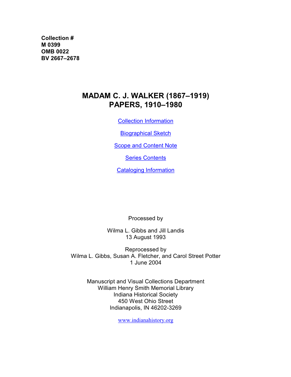 Madam CJ Walker Papers