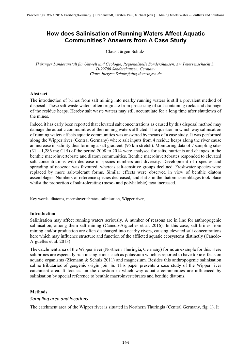 How Does Salinisation of Running Waters Affect Aquatic Communities? Answers from a Case Study