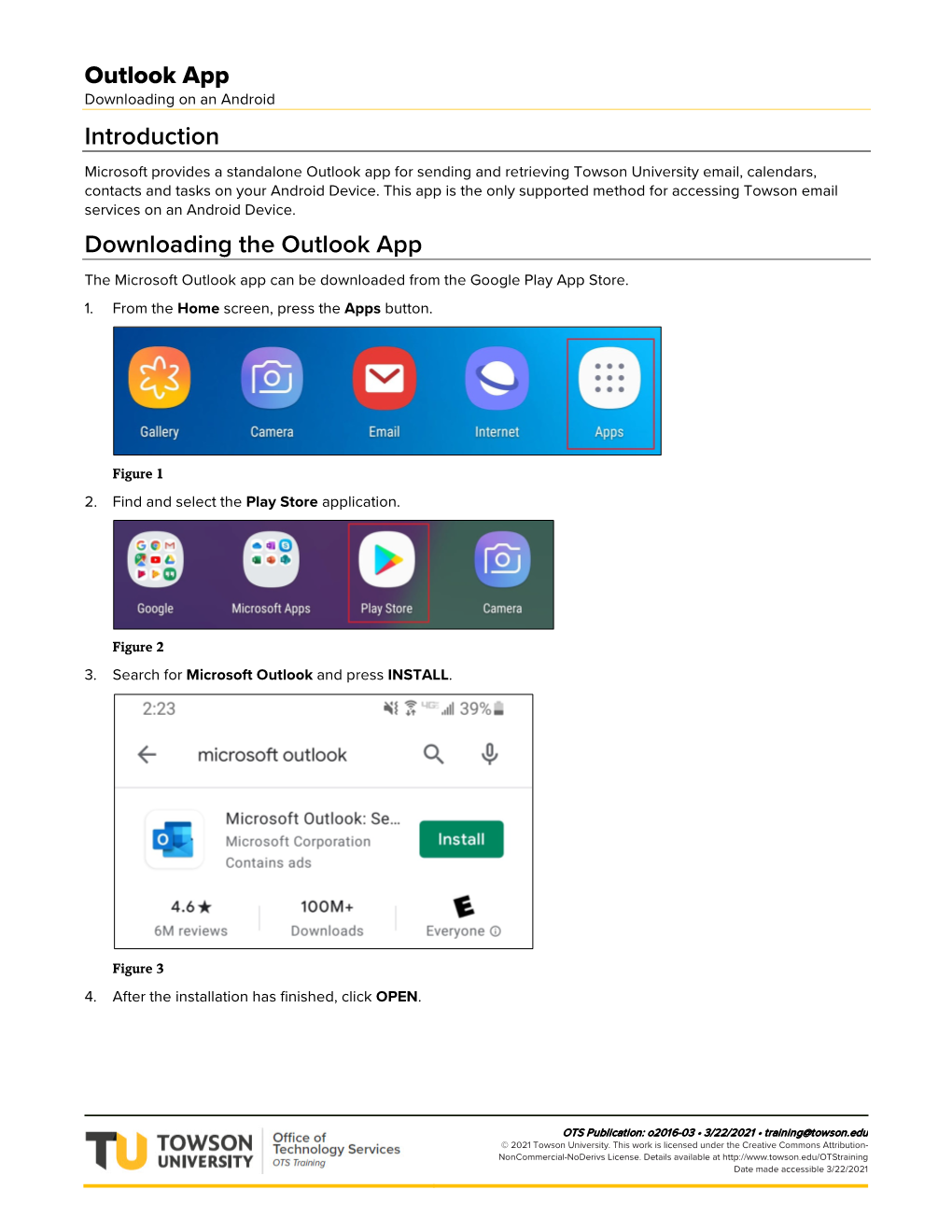 Outlook: Downloading the App on an Android Device