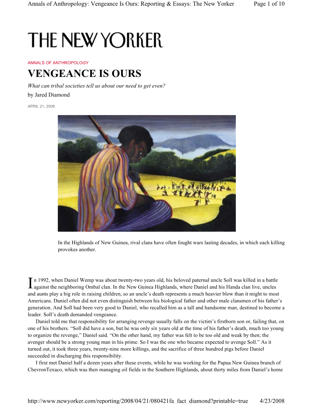 Vengeance Is Ours: Reporting & Essays: the New Yorker Page 1 of 10