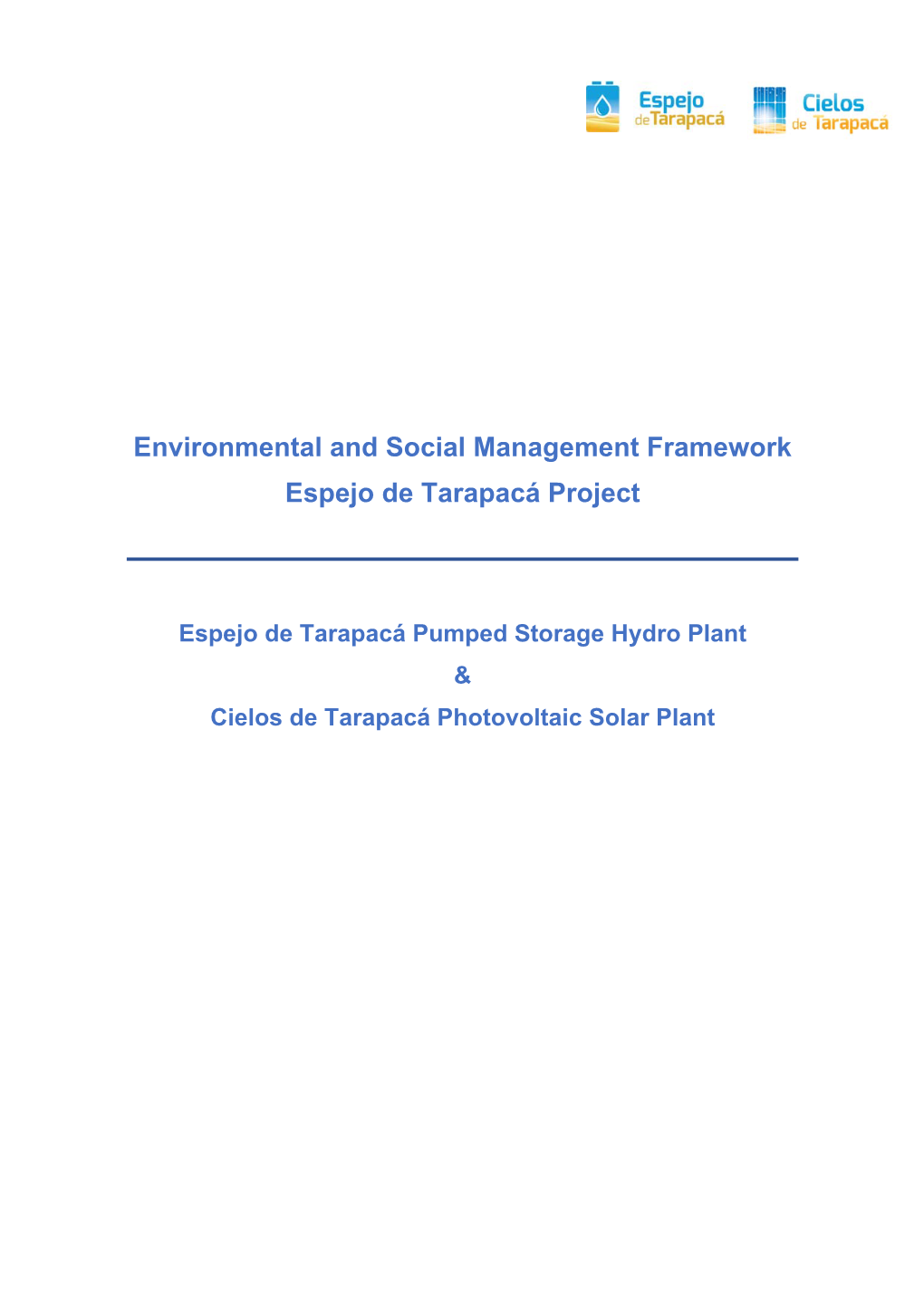 Environmental and Social Management Framework (ESMF