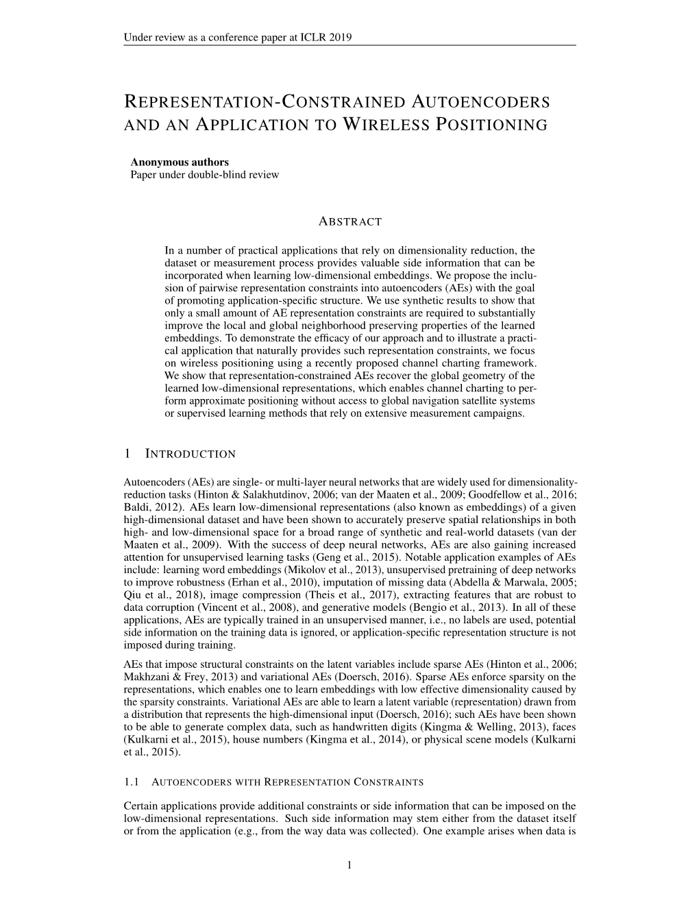 Representation-Constrained Autoencoders and an Application To