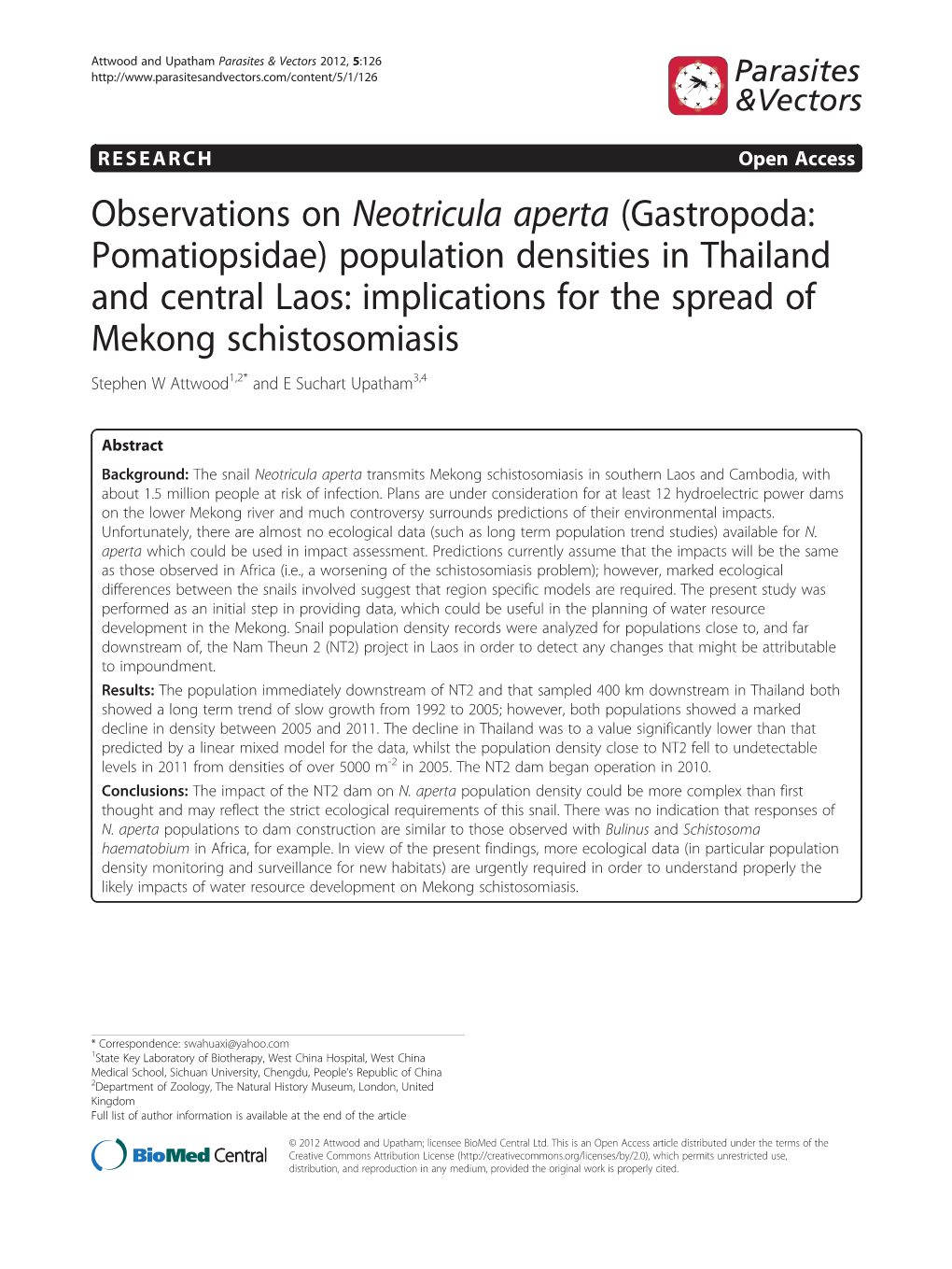 Observations on Neotricula Aperta (Gastropoda: Pomatiopsidae