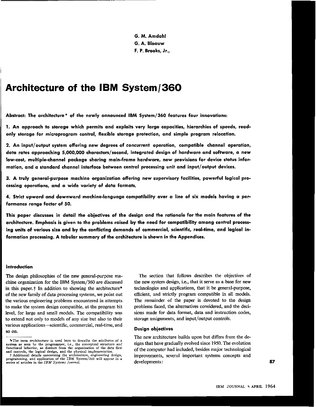 Architecture of the IBM System / 360