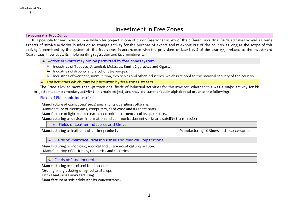 2- Investment in Free Zones En