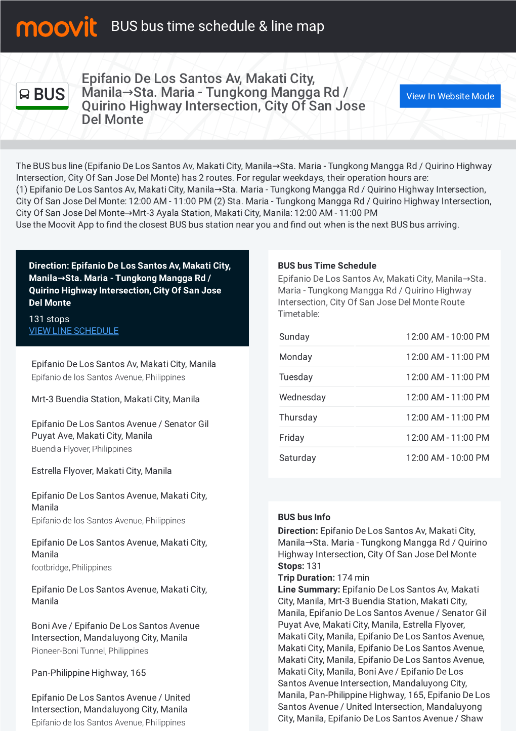 BUS Bus Time Schedule & Line Route